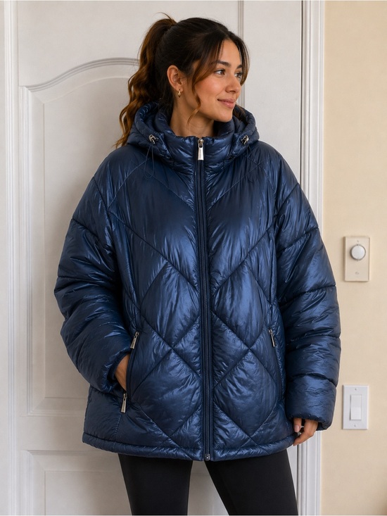 Calvin Klein Jackets & Blazers - Calvin Klein Navy Blue Quilted Puffer Jacket with Hood